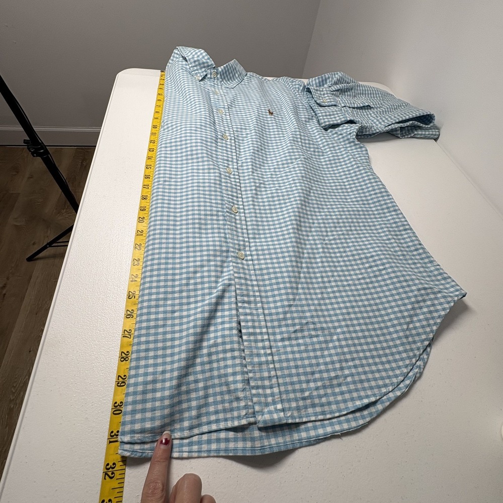 Ralph Lauren Men Gingham Check Shirt Size XL Light Blue‎ Long Sleeve Button Down - Picture 9 of 10